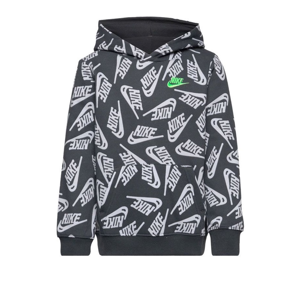 Nike Logo Print Hoodie Sweatshirt Gray